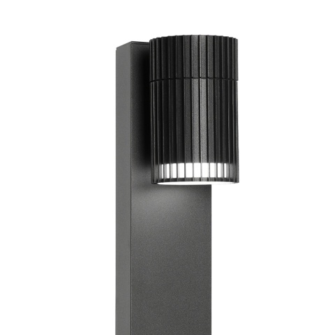 Nowoczesna lampa ogrodowa LANTHEA - czarna IP44 klosz ryflowany