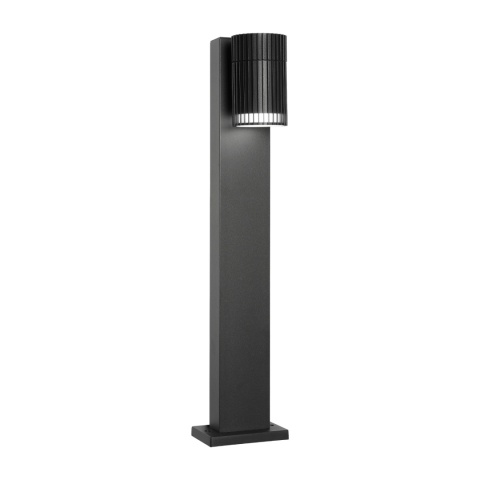 Nowoczesna lampa ogrodowa LANTHEA - czarna IP44 klosz ryflowany