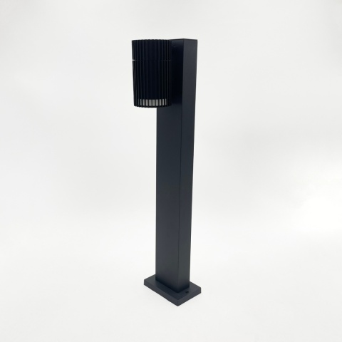 Nowoczesna lampa ogrodowa LANTHEA - czarna IP44 klosz ryflowany