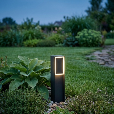 Nowoczesna lampa ogrodowa MODO słupek - czarna IP44 LED