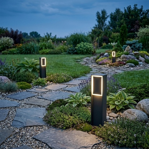 Nowoczesna lampa ogrodowa MODO słupek - czarna IP44 LED