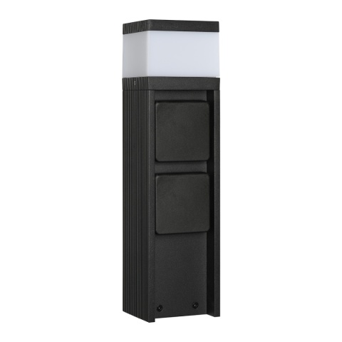 Nowoczesna lampa ogrodowa z gniazdkami VESPER 30CM czarna G9 IP44