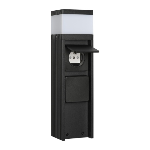 Nowoczesna lampa ogrodowa z gniazdkami VESPER 30CM czarna G9 IP44