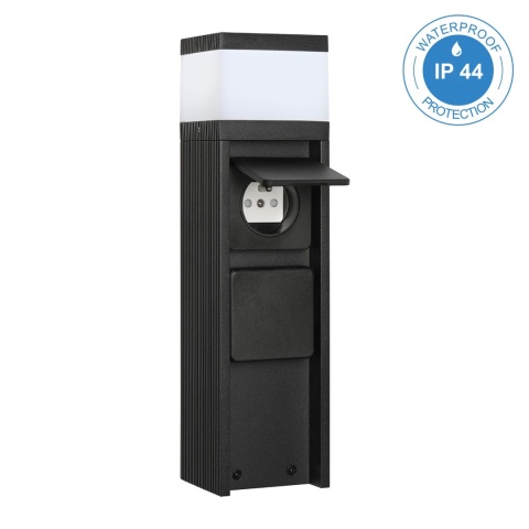 Nowoczesna lampa ogrodowa z gniazdkami VESPER 30CM czarna G9 IP44