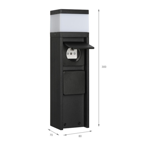 Nowoczesna lampa ogrodowa z gniazdkami VESPER 30CM czarna G9 IP44
