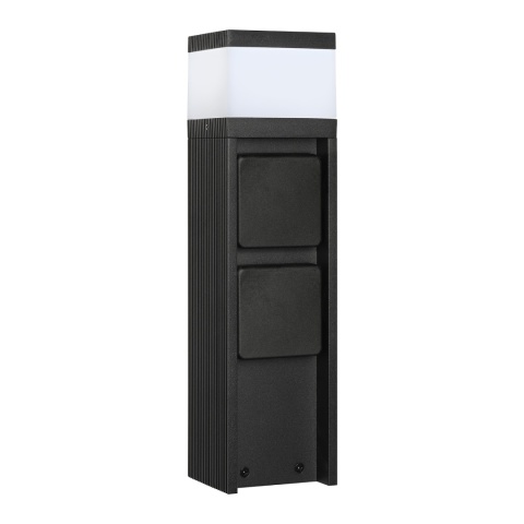 Nowoczesna lampa ogrodowa z gniazdkami VESPER 30CM czarna G9 IP44