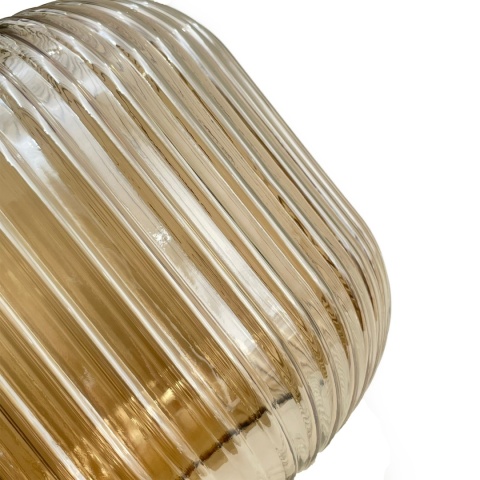 Nowoczesna lampa sufitowa MILOU z drewnem dębowym, bursztynowy klosz E27