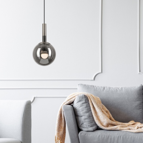 Elegancka SATYNOWA lampa wisząca 1-punktowa ROLLO - klosz kula E14