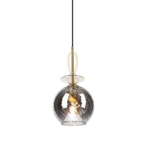 Elegancka lampa wisząca 1-punktowa VELLO złota E27 szklany klosz