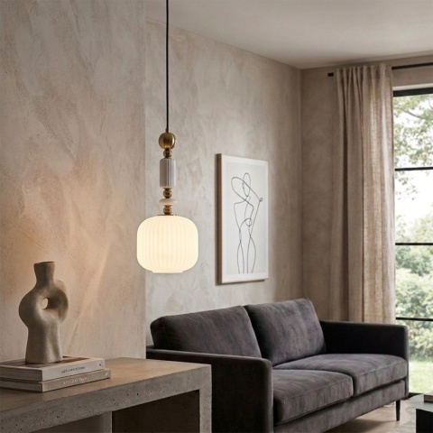 Elegancka lampa wisząca 1-punktowa ROYAL E27 szklane elementy