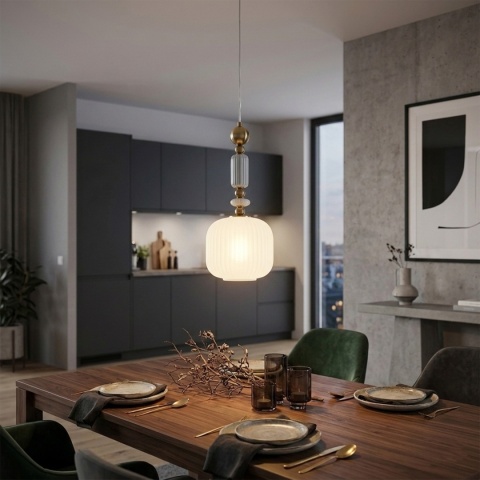 Elegancka lampa wisząca 1-punktowa ROYAL E27 szklane elementy