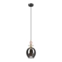Elegancka lampa wisząca 1-punktowa VELLO E27 szklany dymny klosz