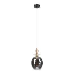 Elegancka lampa wisząca 1-punktowa VELLO E27 szklany dymny klosz