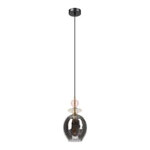 Elegancka lampa wisząca 1-punktowa VELLO E27 szklany dymny klosz