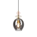 Elegancka lampa wisząca 1-punktowa VELLO E27 szklany dymny klosz