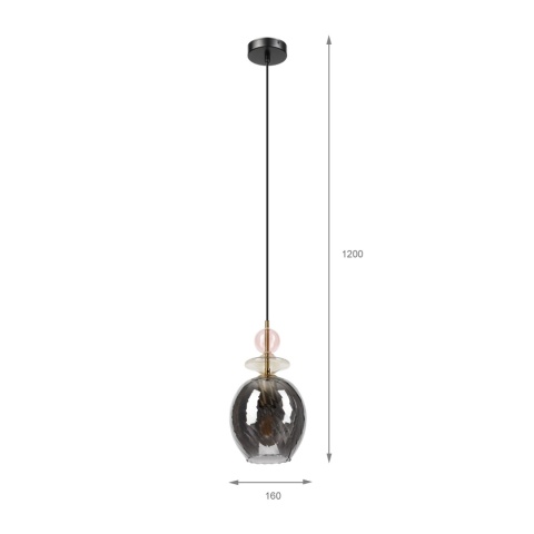 Elegancka lampa wisząca 1-punktowa VELLO E27 szklany dymny klosz