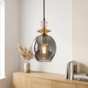 Elegancka lampa wisząca 1-punktowa VELLO E27 szklany dymny klosz