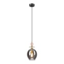 Elegancka lampa wisząca 1-punktowa VELLO E27 szklany dymny klosz
