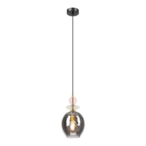 Elegancka lampa wisząca 1-punktowa VELLO E27 szklany dymny klosz
