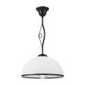Elegancka lampa wisząca RETRO 1- punktowa CZARNA, szklany klosz z czarnym paskiem E27
