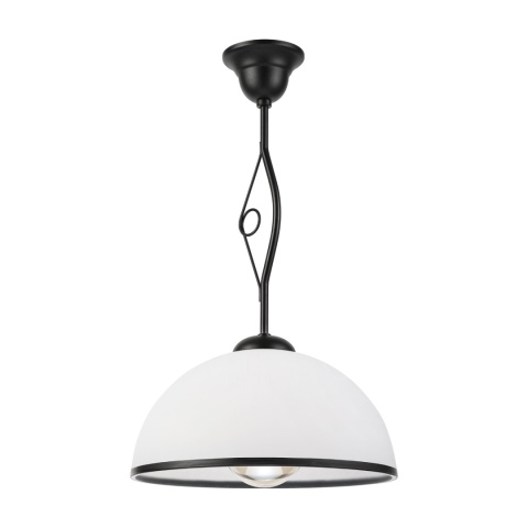 Elegancka lampa wisząca RETRO 1- punktowa CZARNA, szklany klosz z czarnym paskiem E27