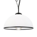 Elegancka lampa wisząca RETRO 1- punktowa CZARNA, szklany klosz z czarnym paskiem E27