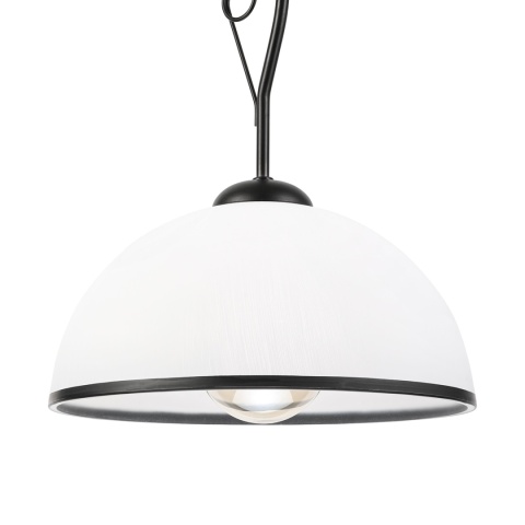 Elegancka lampa wisząca RETRO 1- punktowa CZARNA, szklany klosz z czarnym paskiem E27