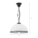 Elegancka lampa wisząca RETRO 1- punktowa CZARNA, szklany klosz z czarnym paskiem E27
