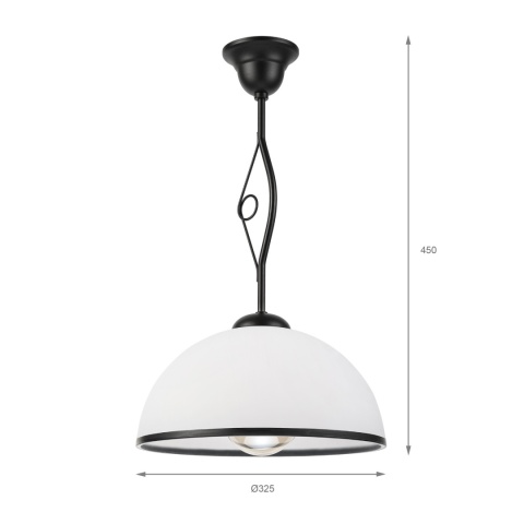 Elegancka lampa wisząca RETRO 1- punktowa CZARNA, szklany klosz z czarnym paskiem E27
