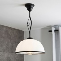 Elegancka lampa wisząca RETRO 1- punktowa CZARNA, szklany klosz z czarnym paskiem E27
