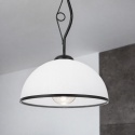 Elegancka lampa wisząca RETRO 1- punktowa CZARNA, szklany klosz z czarnym paskiem E27