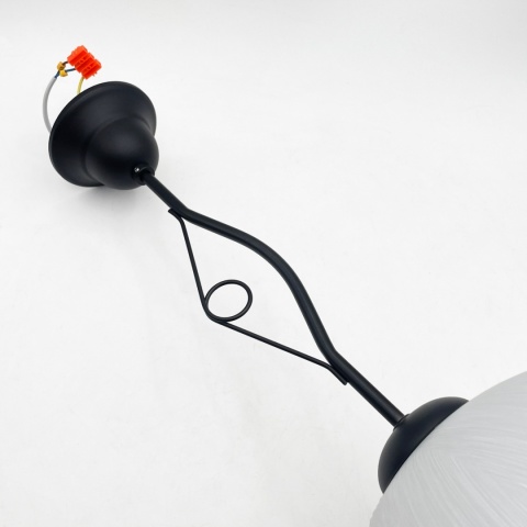 Elegancka lampa wisząca RETRO 1- punktowa CZARNA, szklany klosz z czarnym paskiem E27
