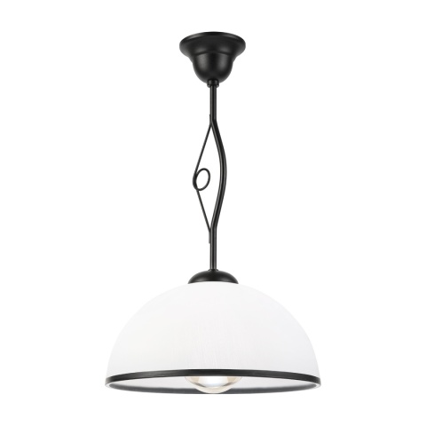 Elegancka lampa wisząca RETRO 1- punktowa CZARNA, szklany klosz z czarnym paskiem E27