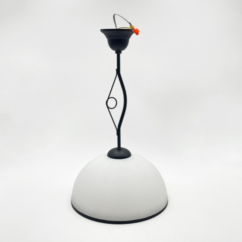 Elegancka lampa wisząca RETRO 1- punktowa CZARNA, szklany klosz z czarnym paskiem E27