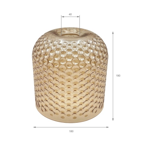 Nowoczesmy klosz ROCCO bursztynowy ryflowany 18x19CM - E27 szklany
