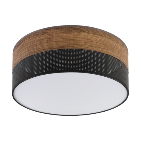 Nowoczesna lampa sufitowa DAFNE LOFT plafon - czarna, dąb 2-punktowy 2xE27