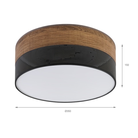 Nowoczesna lampa sufitowa DAFNE LOFT plafon - czarna, dąb 2-punktowy 2xE27