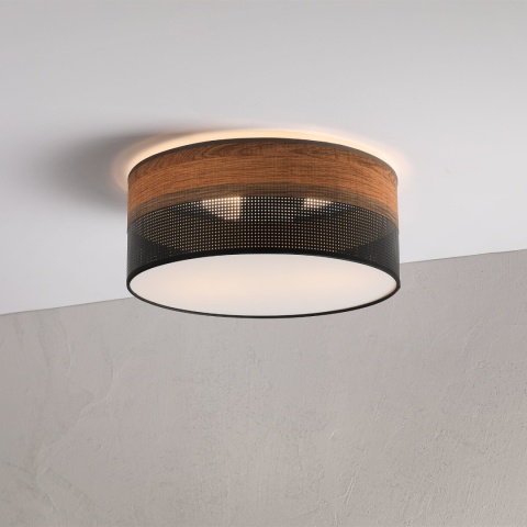 Nowoczesna lampa sufitowa DAFNE LOFT plafon - czarna, dąb 2-punktowy 2xE27