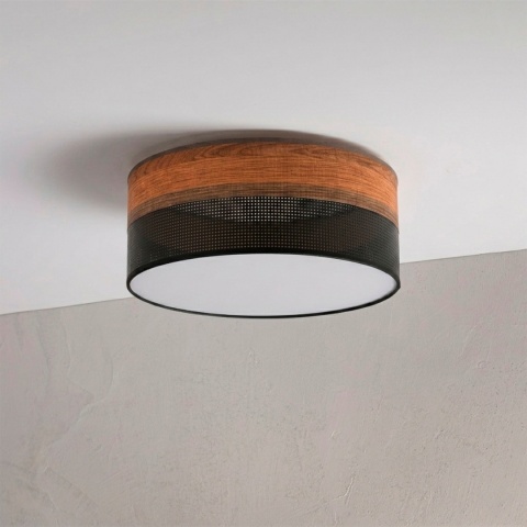 Nowoczesna lampa sufitowa DAFNE LOFT plafon - czarna, dąb 2-punktowy 2xE27
