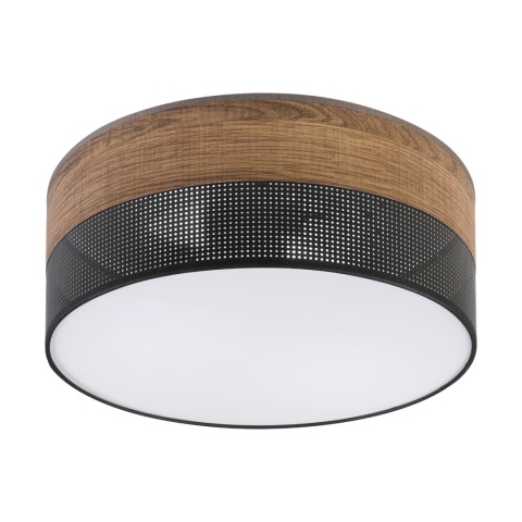 Nowoczesna lampa sufitowa DAFNE LOFT plafon - czarna, dąb 2-punktowy 2xE27