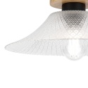 Nowoczesna lampa sufitowa JULL z drewnem dębowym, szklany tłoczony klosz E27