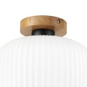 Nowoczesna lampa sufitowa HARMA z drewnem dębowym, szklany ryflowany klosz E E27