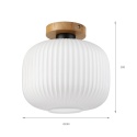Nowoczesna lampa sufitowa HARMA z drewnem dębowym, szklany ryflowany klosz E E27
