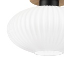 Nowoczesna lampa sufitowa HARMA z drewnem dębowym, szklany ryflowany klosz E27