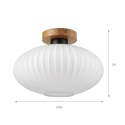Nowoczesna lampa sufitowa HARMA z drewnem dębowym, szklany ryflowany klosz D E27