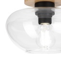 Nowoczesna lampa sufitowa FLO z drewnem dębowym, szklany klosz E27