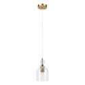 Elegancka lampa wisząca 1-punktowa VELARE złota E27 szklany klosz