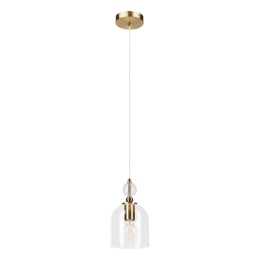 Elegancka lampa wisząca 1-punktowa VELARE złota E27 szklany klosz