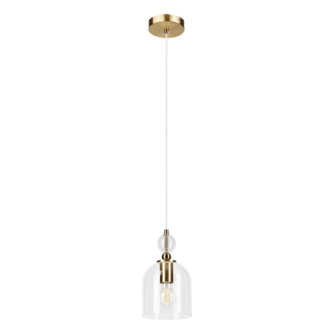 Elegancka lampa wisząca 1-punktowa VELARE złota E27 szklany klosz