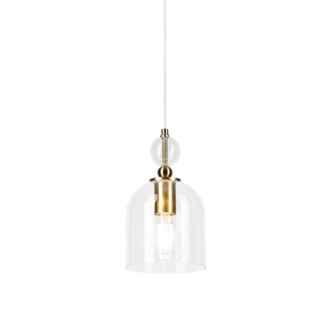 Elegancka lampa wisząca 1-punktowa VELARE złota E27 szklany klosz